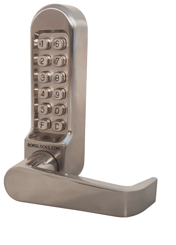 Borg 5401 Medium to Heavy Duty Digital Door Lock with Inside Lever Handle - Satin Chrome
